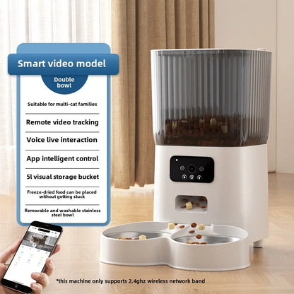 Feeding Accessories - Smart Pet Feeder: 1080P Camera, Night Vision, 6L Timed Food Dispenser, App-Controlled