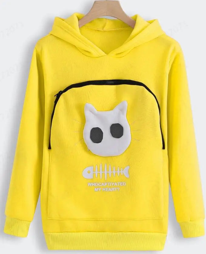 Hoodie Sweatshirt With Cat Pet Pocket Design