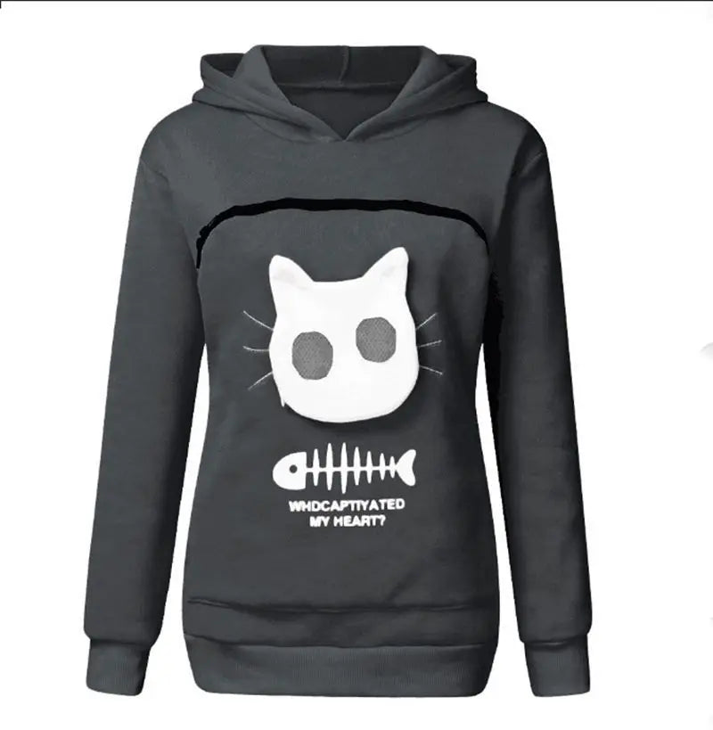 Hoodie Sweatshirt With Cat Pet Pocket Design