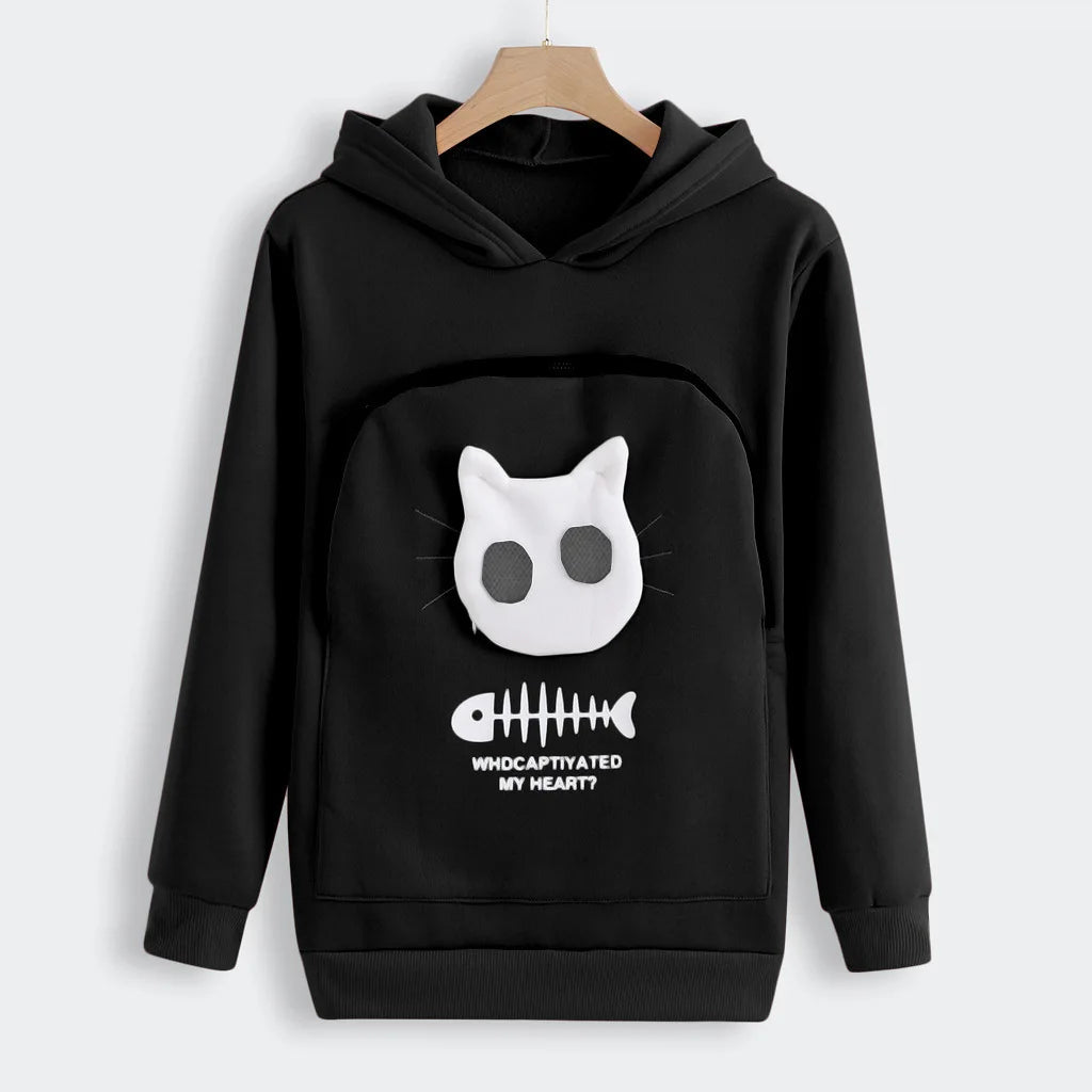 Hoodie Sweatshirt With Cat Pet Pocket Design