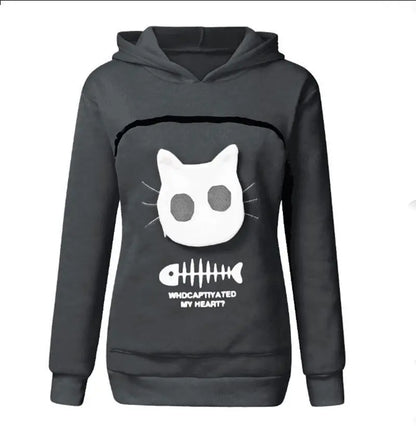 Hoodie Sweatshirt With Cat Pet Pocket Design
