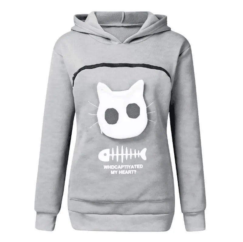 Hoodie Sweatshirt With Cat Pet Pocket Design
