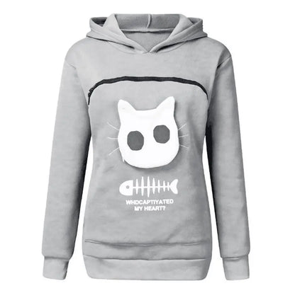 Hoodie Sweatshirt With Cat Pet Pocket Design