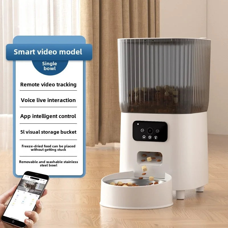 Feeding Accessories - Smart Pet Feeder: 1080P Camera, Night Vision, 6L Timed Food Dispenser, App-Controlled